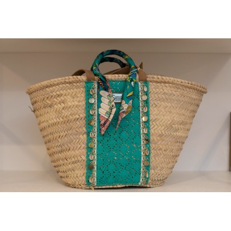 Capazo Paja Turquesa